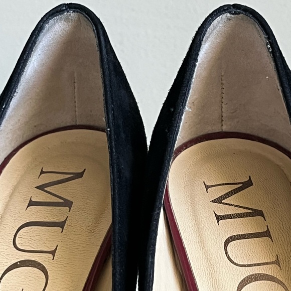 MUGNAI Black Suede Red Sole Heels Italy EU 39/US 8 - Picture 7 of 16